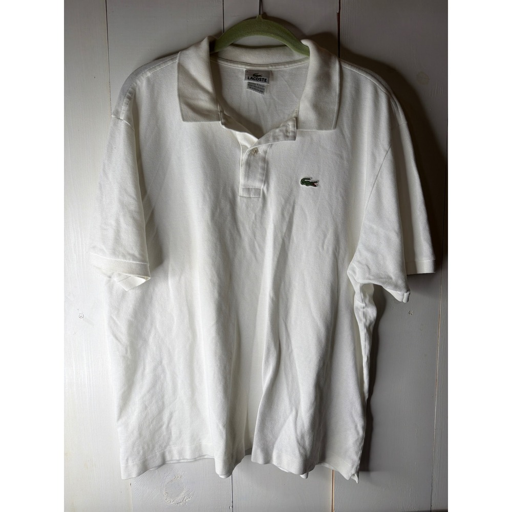 Lacoste Mens Size 7 XXL White Cotton Pique Polo Shirt 5190L